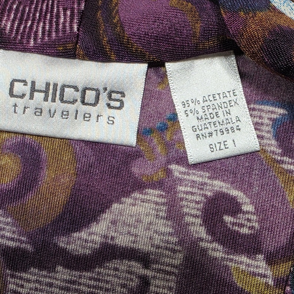 Chicos Travelers Purple Paisley Metallic Lightweight Cardigan Women Size M - Picture 5 of 7